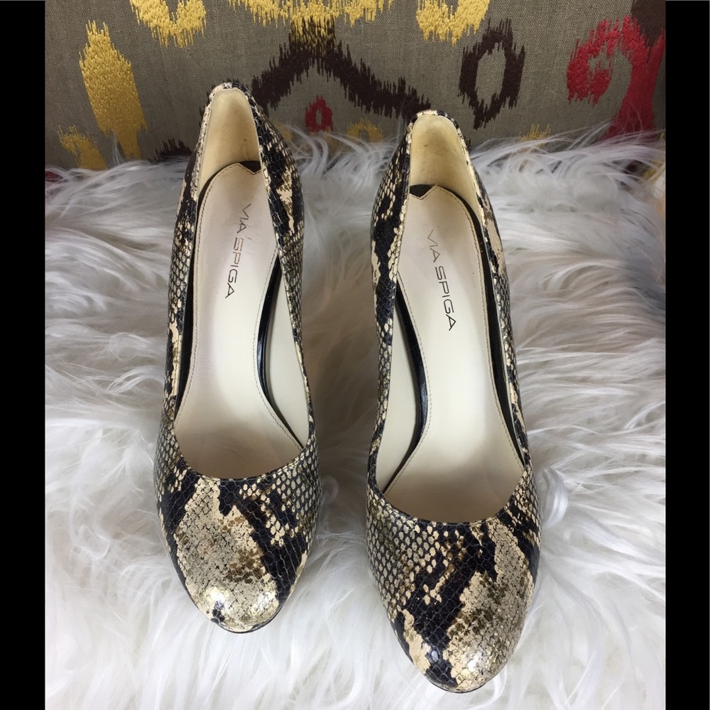 Via Spiga Snakeskin Leather Heels